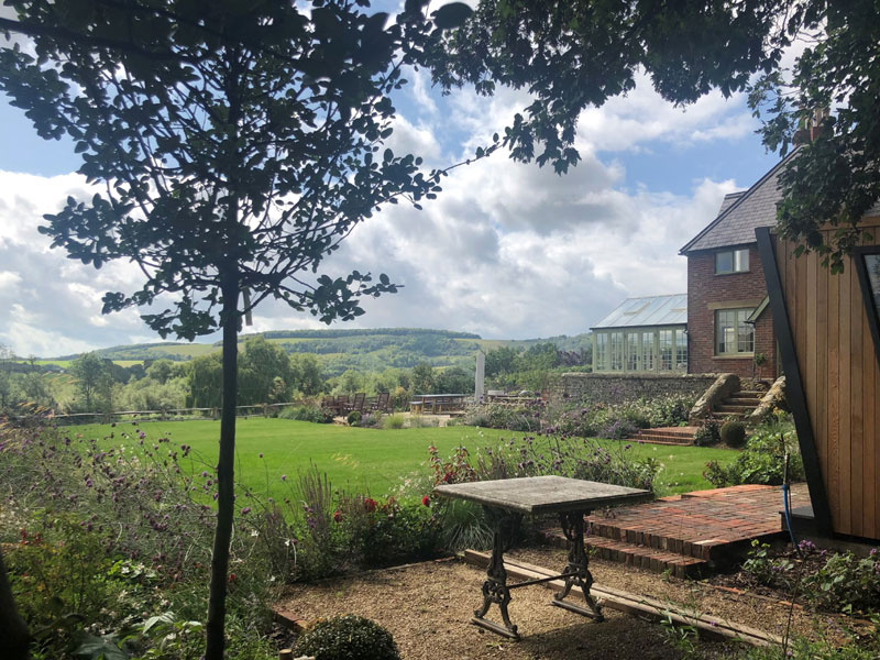 Seating area overlooking the Downs